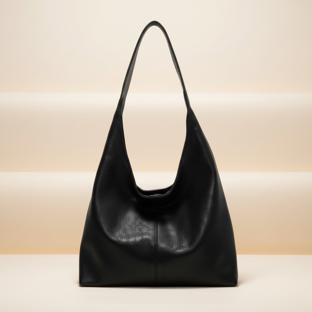 trylorixalx large black retro style hobo tote bag with a textured finish against a neutral studio background