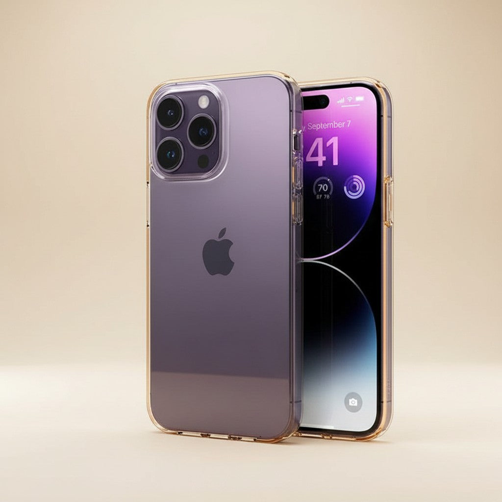 trylorixalx clear flexible iPhone case providing scratch protection while showcasing the original purple phone design